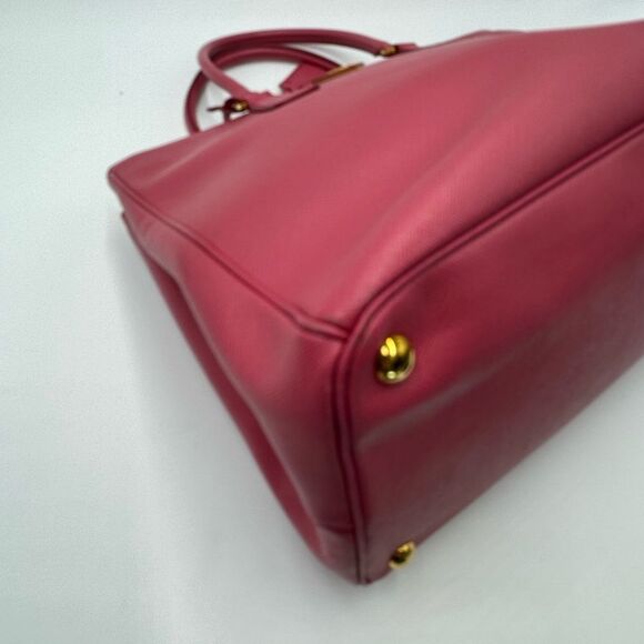 Auth Prada Pink Saffiano Leather Double Zipper Lux Galleria Tote Bag - Picture 11 of 13
